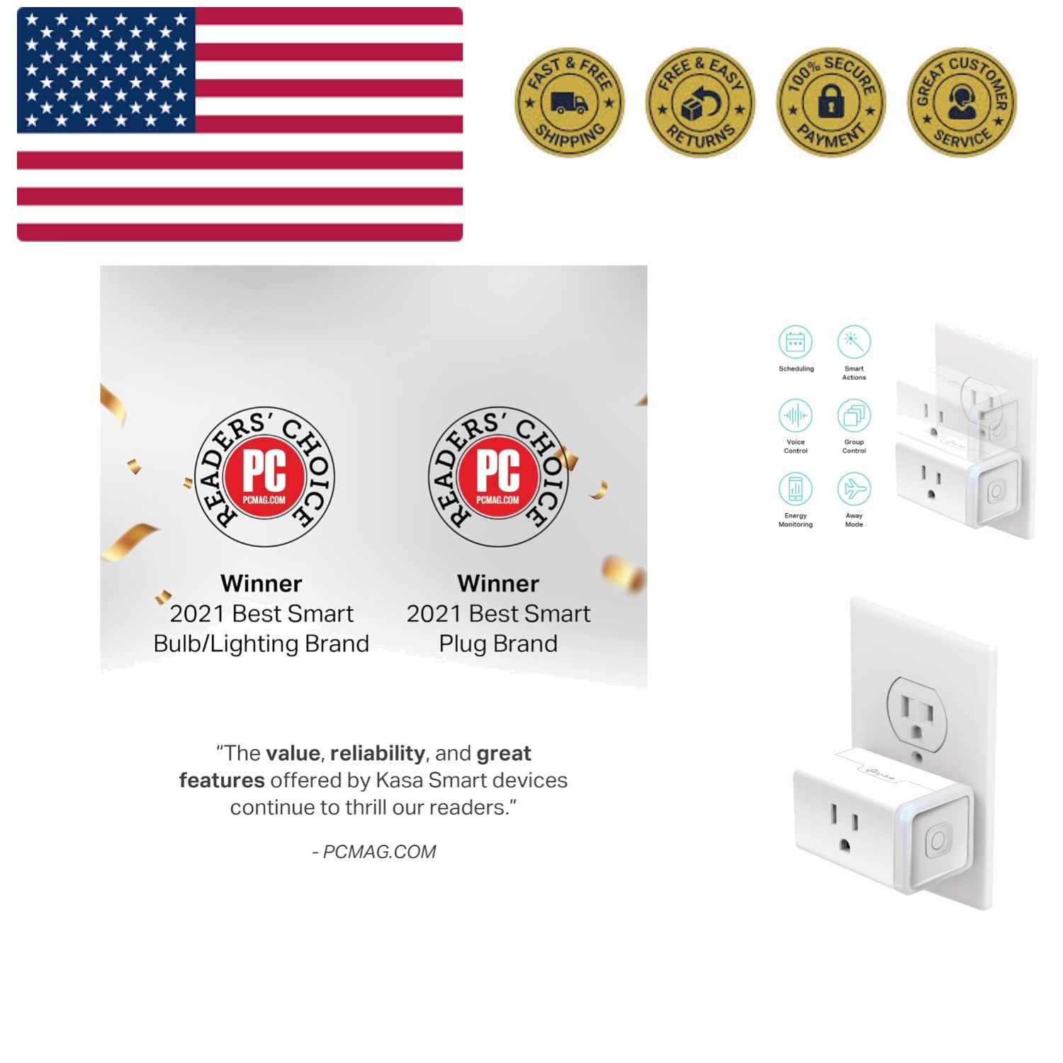 Plug Mini with Energy Monitoring, Smart Home Wi-Fi Outlet Works with Alexa, G...