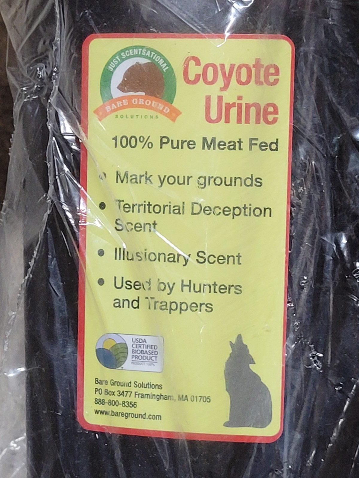 Bare Ground Coyote Urine 4oz Bottle  NEW SEALED  100% Meat Fed  Hunters Trappers