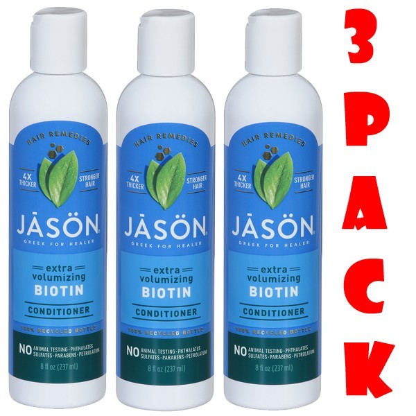 3 Pack 8oz JASON Thin-to-Thick Extra Volumizing Biotin Conditioner