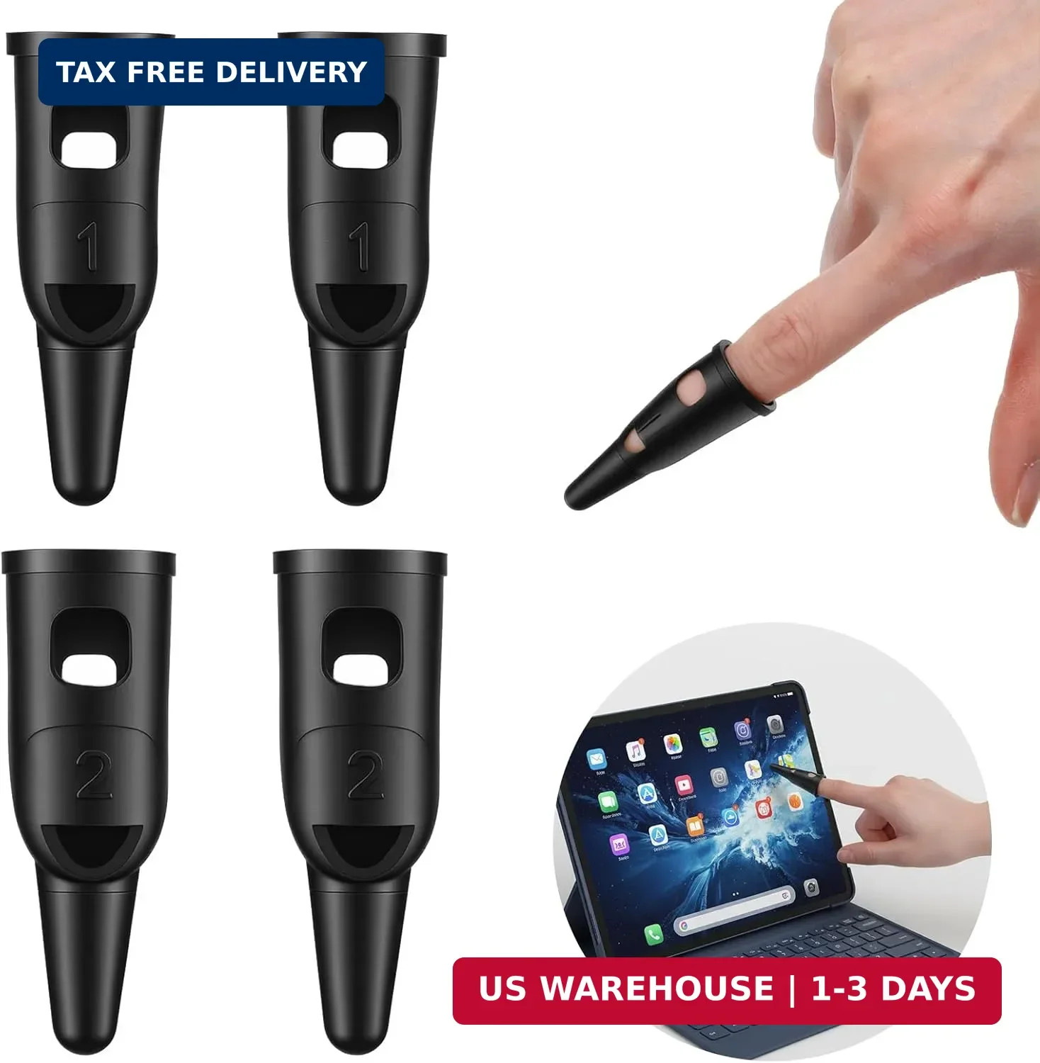 4 PCS Finger Stylus, Sensitive Touch Silicone Finger Stylus for Touch Screen Fin