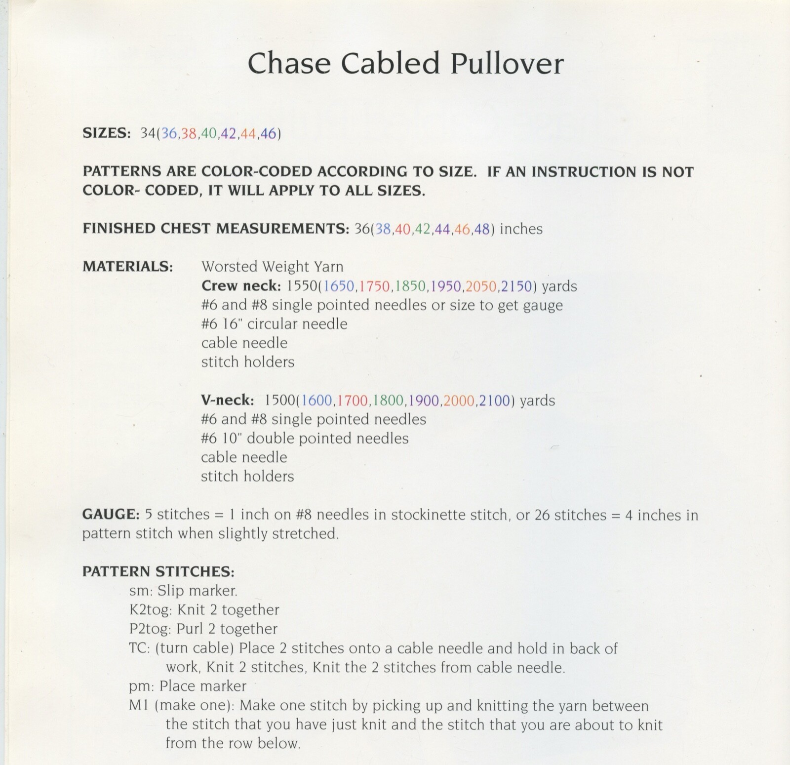 Chase Cabled Pullover - Design by Louise Knitting Pattern #21 - Adults 34-46