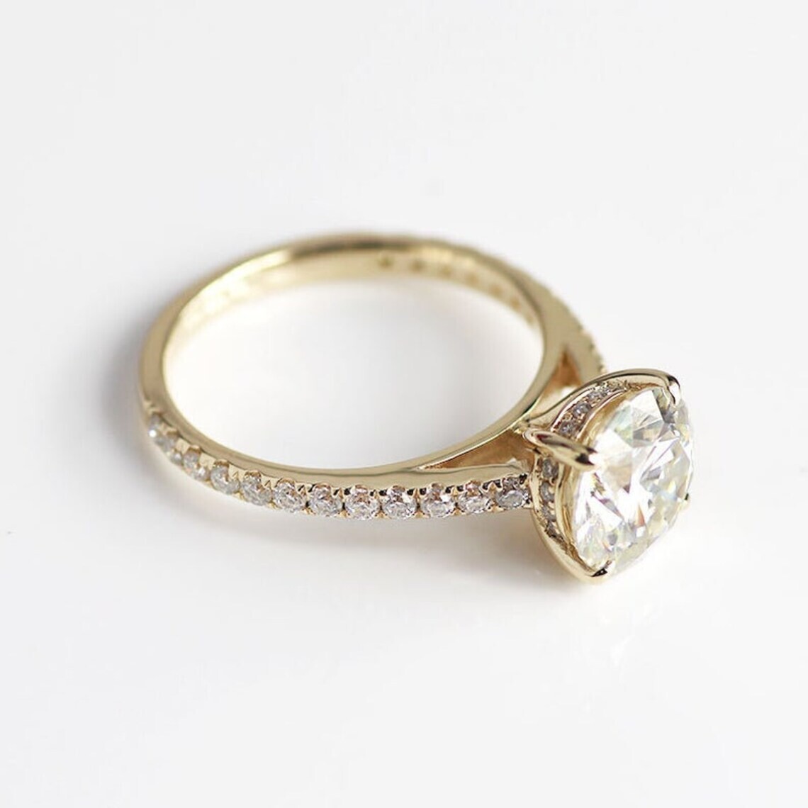 3.10 Ct Round Cut Diamond Lab-Created Engagement Ring 14K Yellow Gold Over