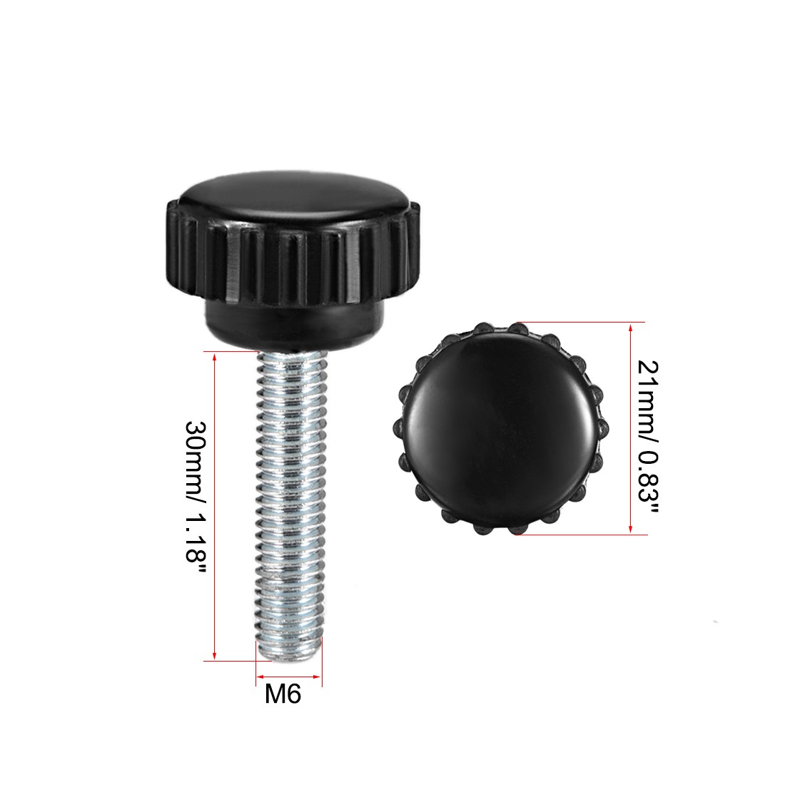 M6 x 30mm male thread knurled locking knobs 3 pcs