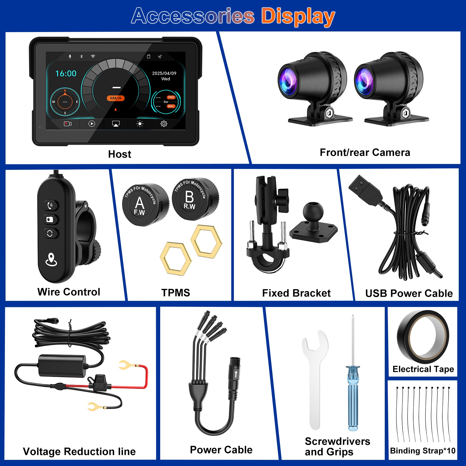 2026 Motorcycle CarPlay 7" Waterproof GPS Disp for Motorbike, Wireless CarPlay