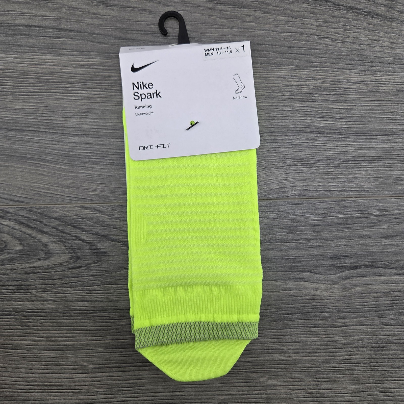 Nike Spark Lightweight No Show Running Socks Size Large 10 -11.5 Mens Green Volt