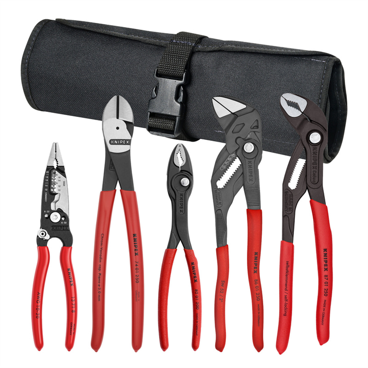 KNIPEX 9K0080150US 5 Piece Core Pliers Set Cobra TwinGrip Wrench Roll