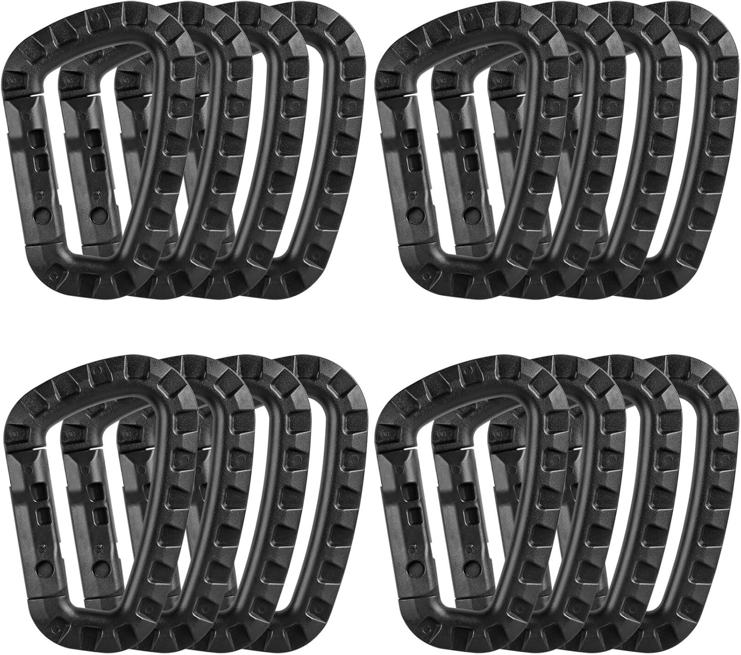 Tactical Carabiner Keychain -12/15/16 Pack Hard Polymer Carabiners D Rings Light