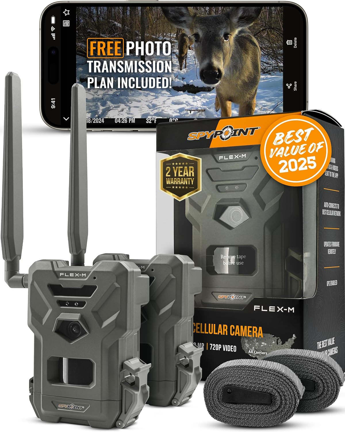 Flex-M Twin Pack Cellular Trail Cameras - Best Hunting Accessories, No Wifi Need