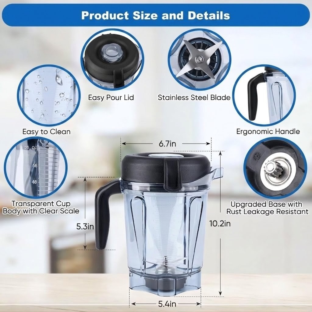 Vitamix Blender Pitcher 64 oz Replacement Compatible with 750 5000 5200 VM0102