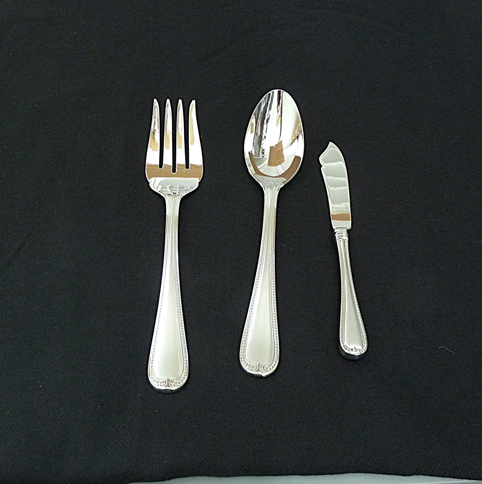 Lenox BEAD PLUME TIP 3 Pc Hostess Serving Set 18/10 Stainless Steel NWOT New