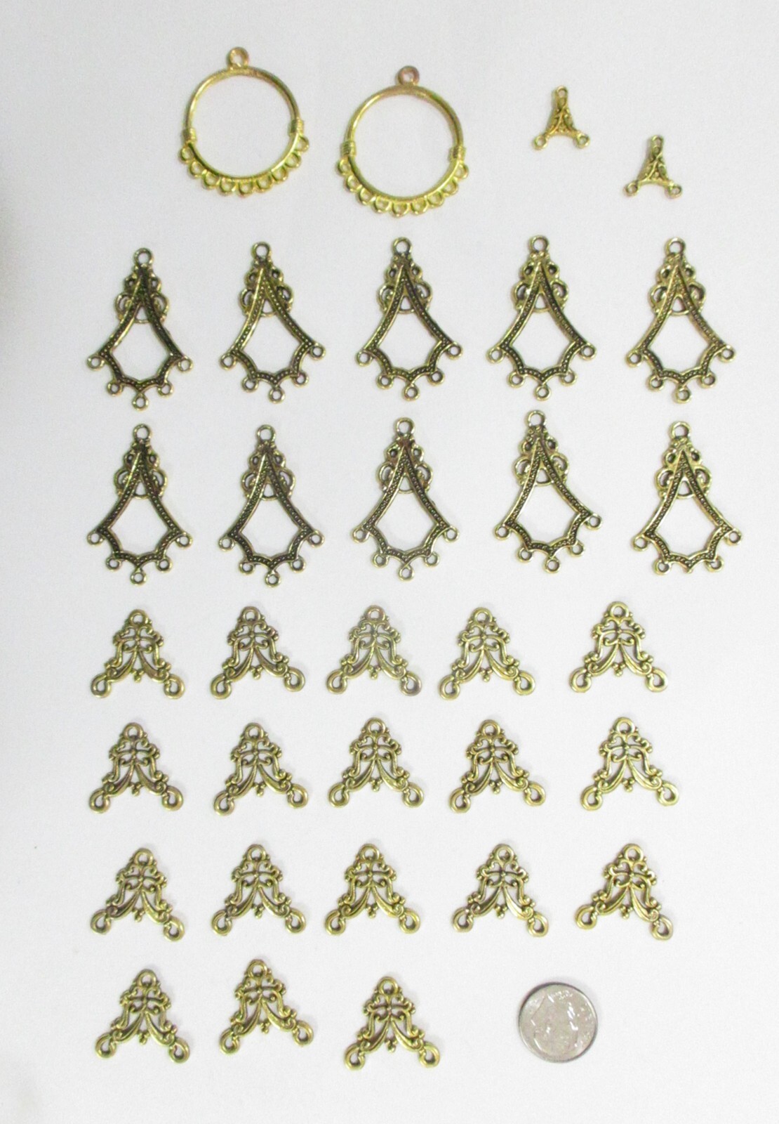 GOLDTONE VARIOUS CHANDELIER EARRING CONNECTORS-PKG OF 32-NEW-GREAT PRICE
