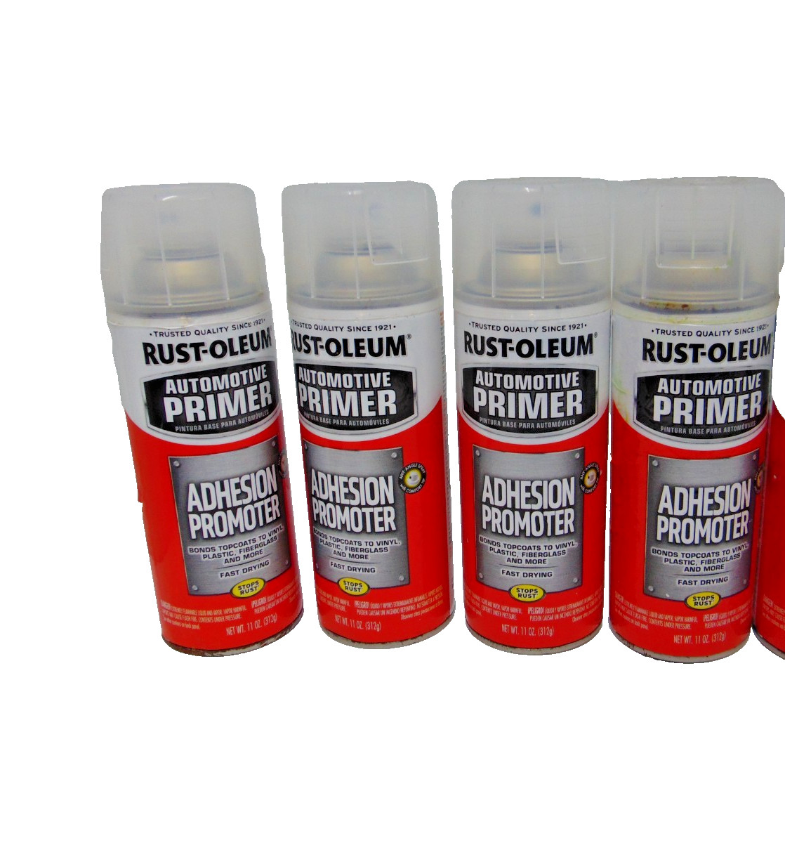 LOT OF (4) Rust-oleum Automotive Adhesion Clear Spray Paint For Vinyl Plastic