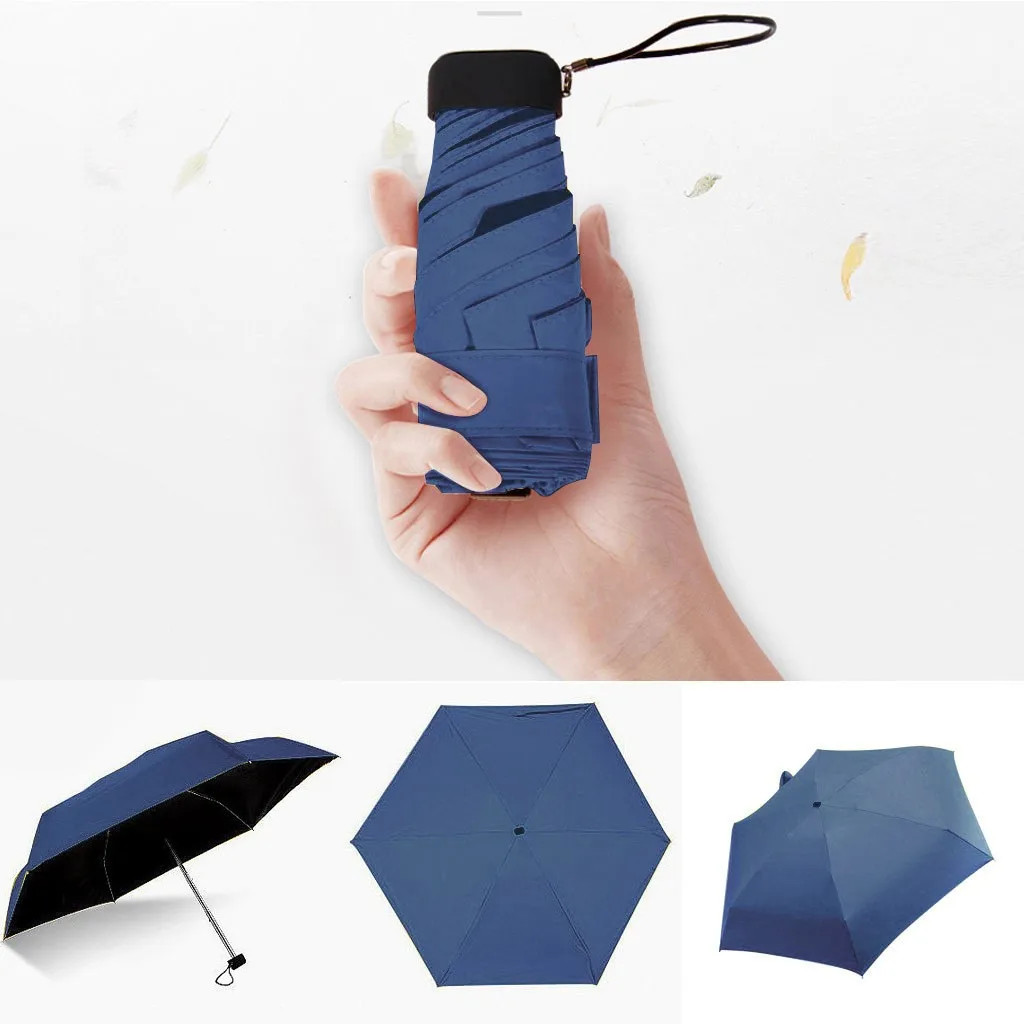 Pocket Rain Umbrella  Rain Women Flat Lightweight Umbrella Parasol Folding