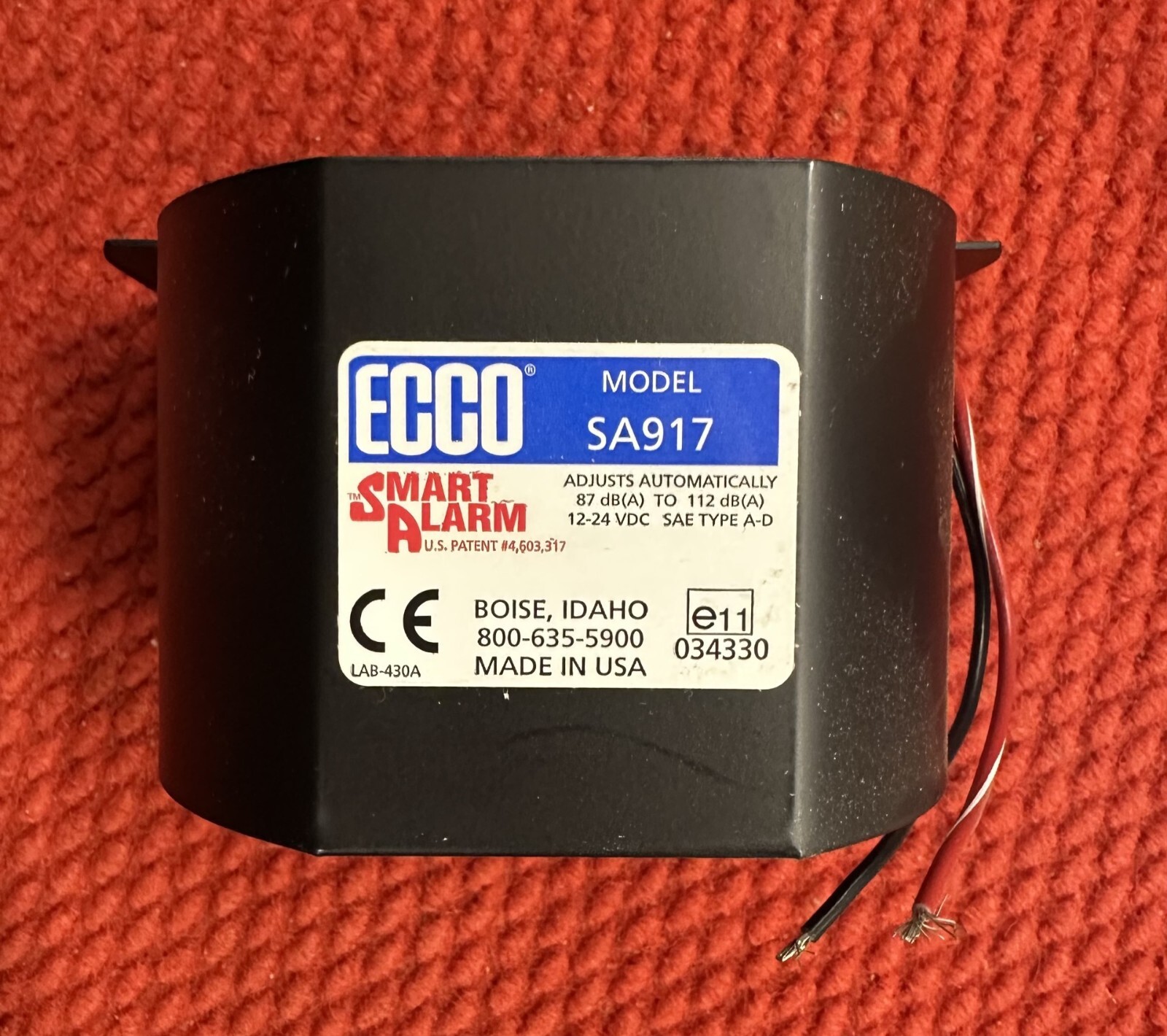 ECCO #SA917 Back Up Alarm