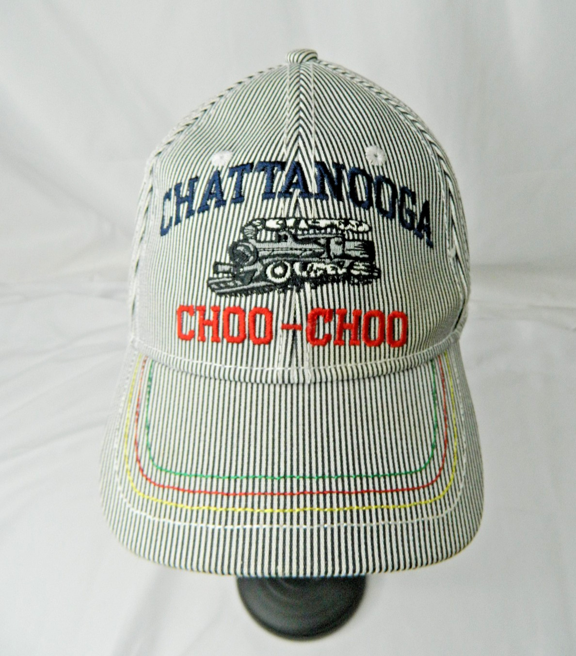 Jacobson Hat Chattanooga Choo Choo Hat Cap Strap Back Boys White Striped Train