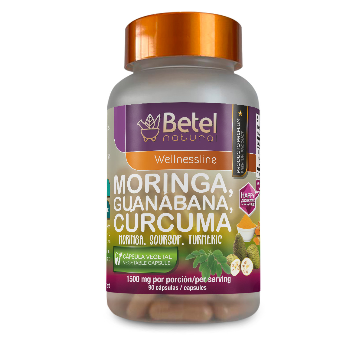 Premium Organic Moringa Guanabana and Curcuma by Betel Natural  3 in 1 Superfood