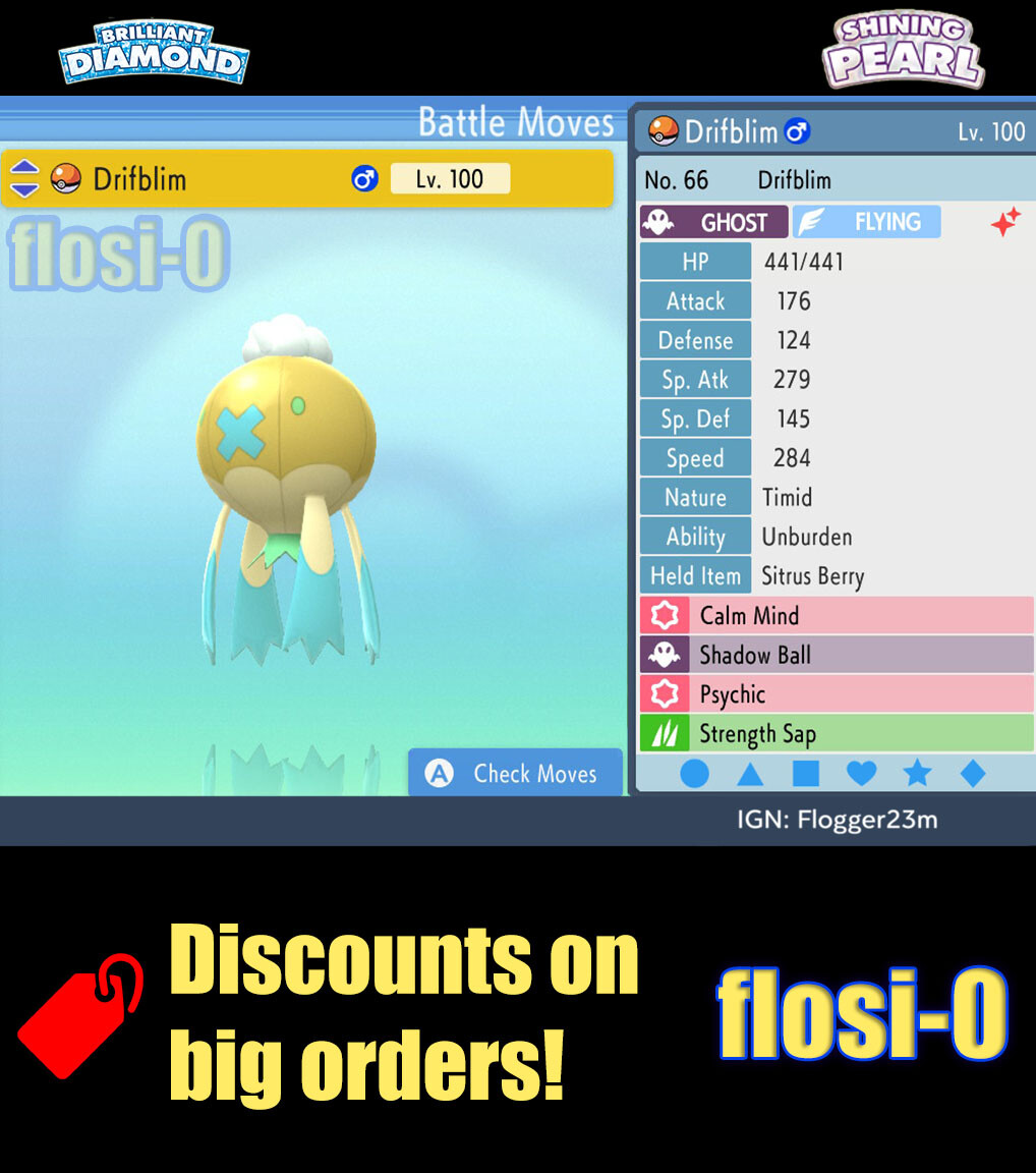 6IV Shiny Drifblim Pokemon Brilliant Diamond and Shining Pearl