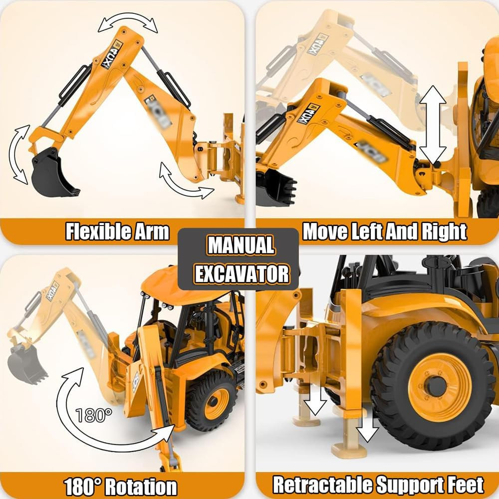 RC Backhoe Wheel Loader 2.4G Fully Functional 1/20 Remote Control Excavator Bull