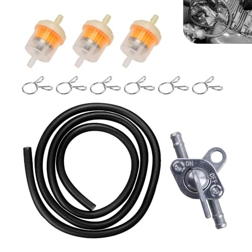 Car Fuel Filter Kit, 39.3" Hose and 3 Filter and Petcock Valve with Mounting