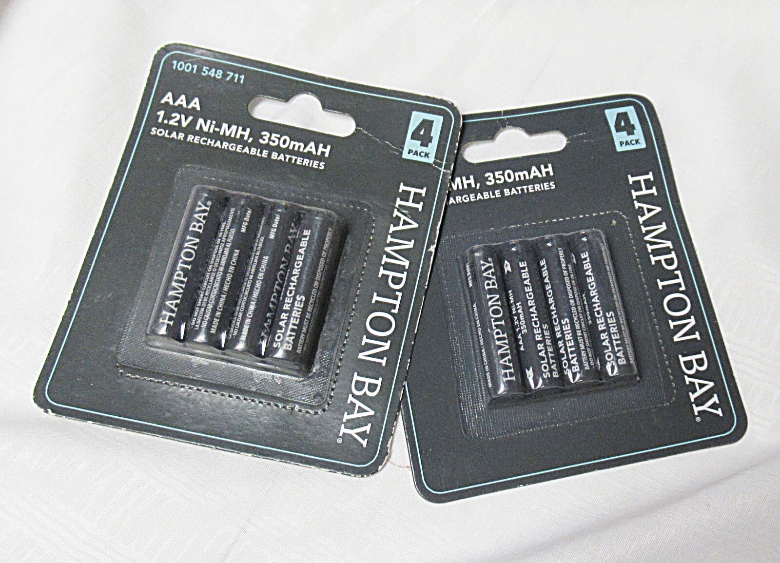 8Pk  Hampton Bay AAA  Solar Rechargeable Battery 1.2V NI-MH 350mAH