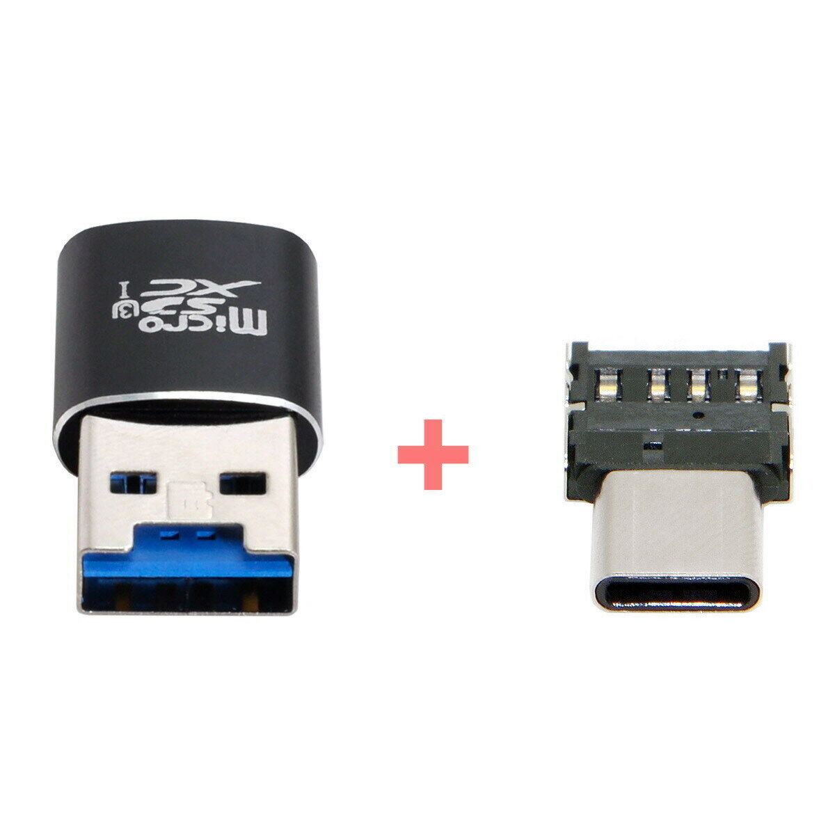 USB 3.0 to Micro SD SDXC TF Card Reader with Micro USB-C Type-C OTG Adapter