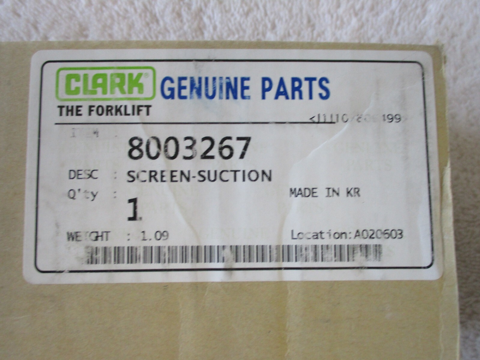 NIB CLARK Strainer Hydraulic Screen Suction 8003267