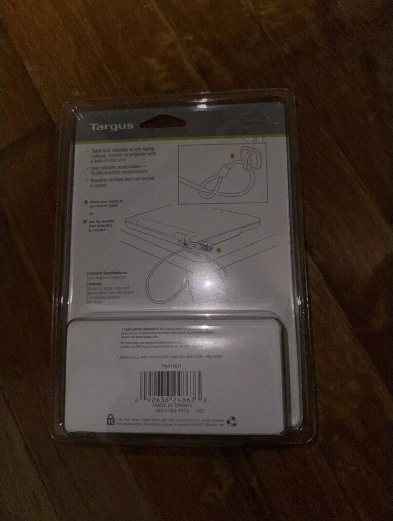 NEW Sealed Targus Defcon CL Laptop Computer Security Cable Lock Combination