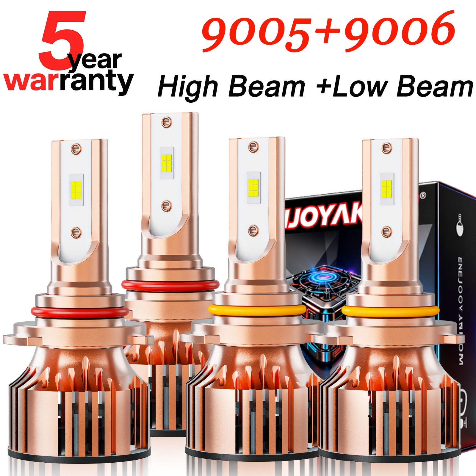 For Honda Accord 1990-2012 4Pcs CSP LED Headlight Bulb Kit High&Low Beam 6500K