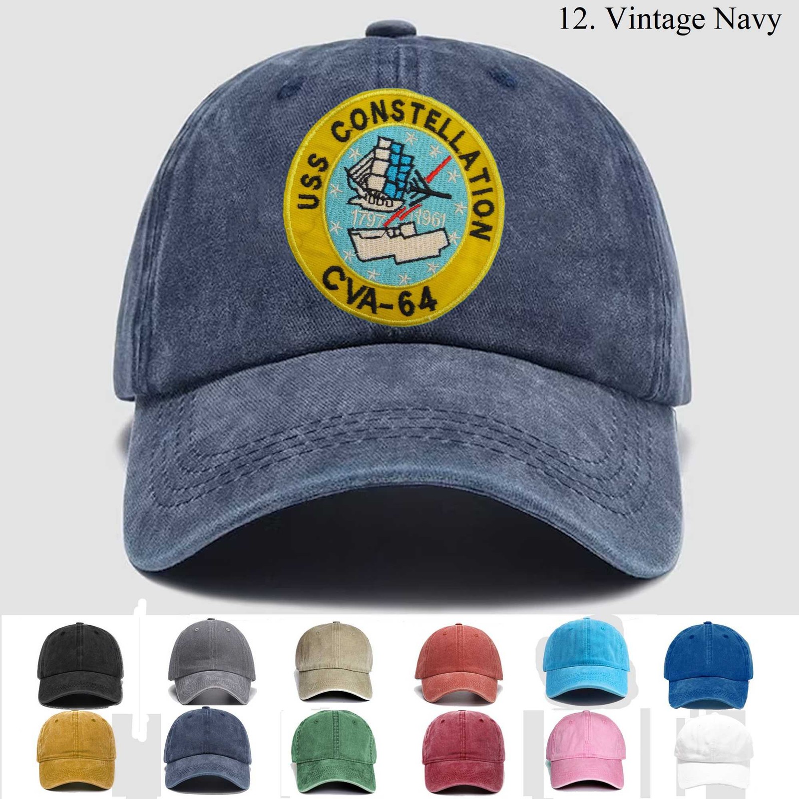 Customized Embroidered Hat Uss Constellation Cva - 64 Aircraft Carrier, Gift
