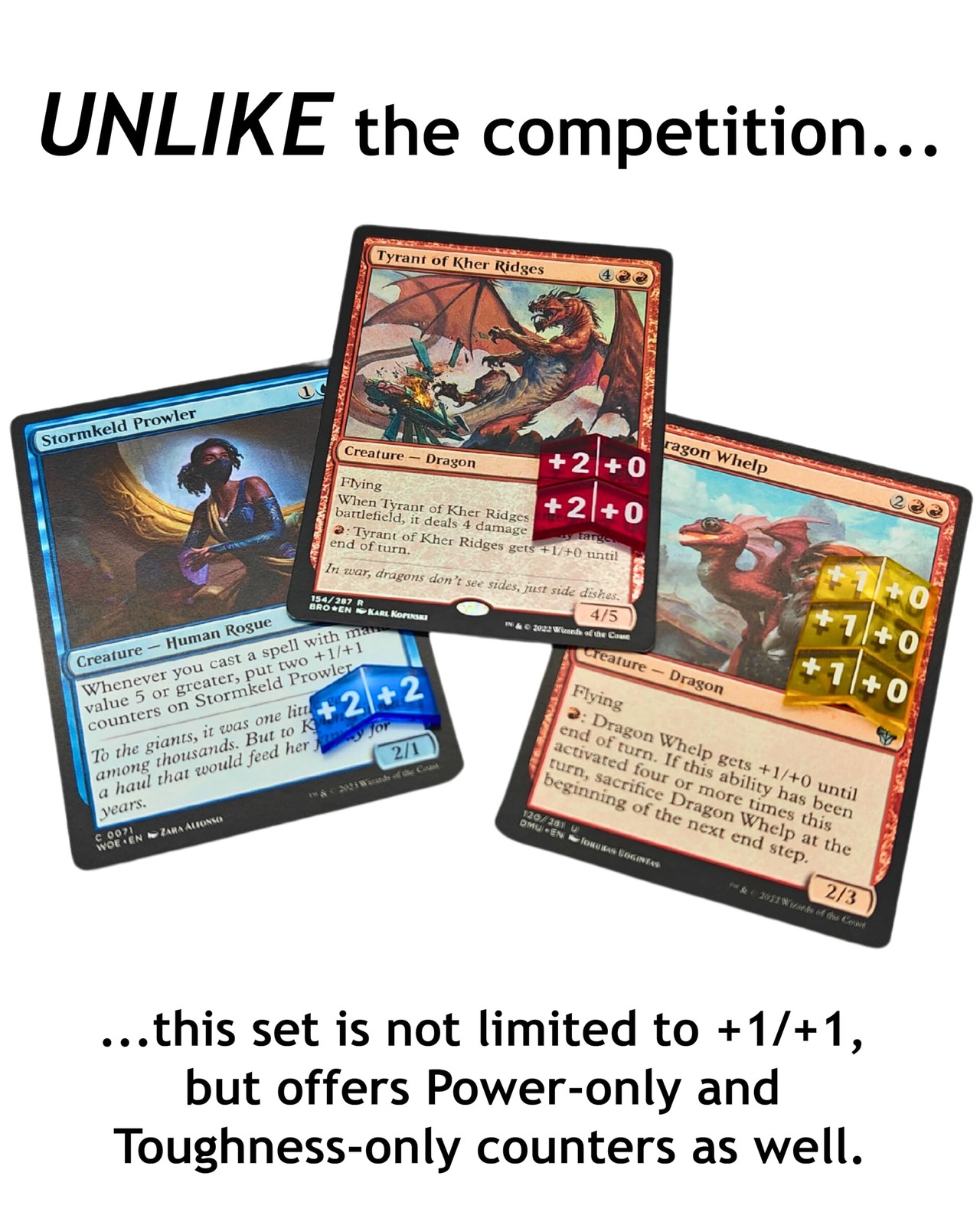 MTG Stat Counters/Buff Counters for Magic The Gathering - Set of 60 Color Cod...