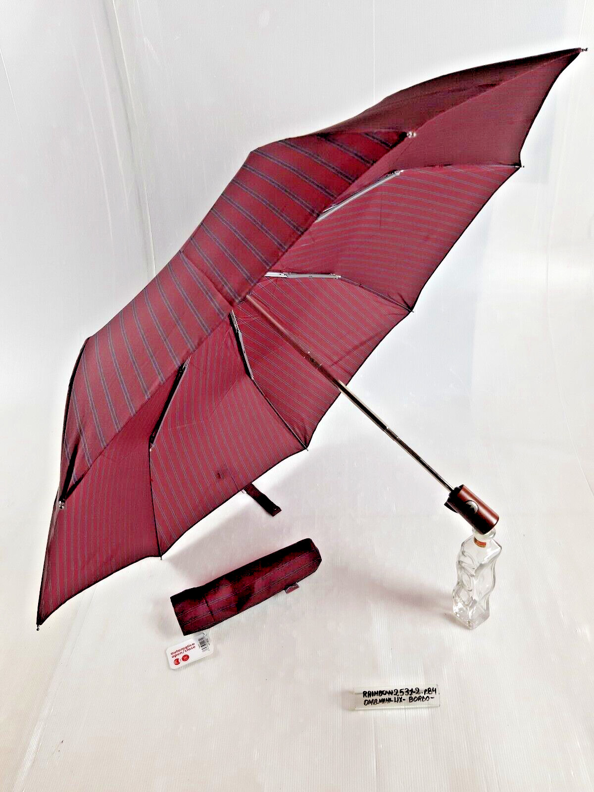 Unisex Mini Umbrella - Automatic - 8 Slats - Bordò - 25312 - Rainbow