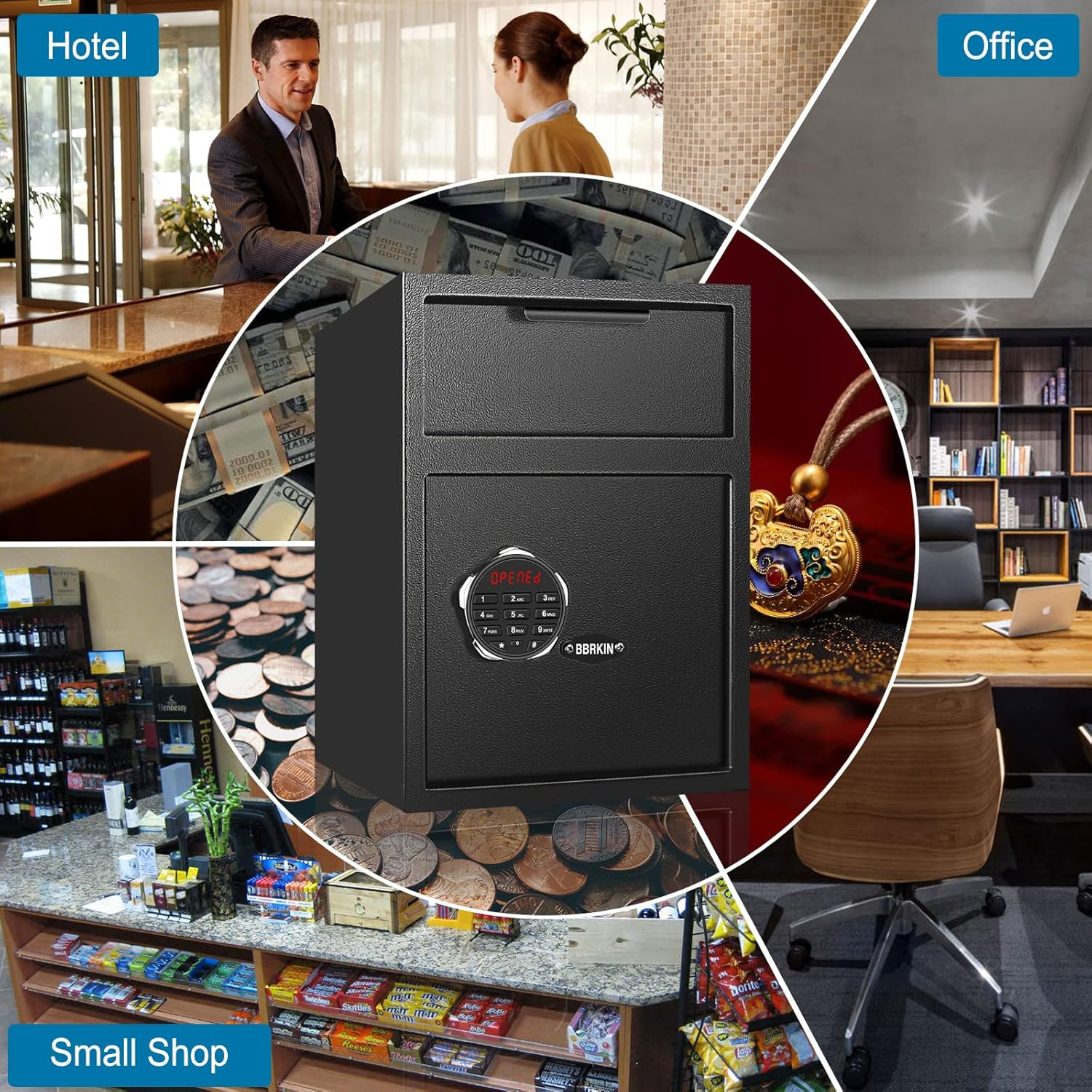 Depository Drop Safe with Electronic Keypad & Key Backup, 2.2 cuft