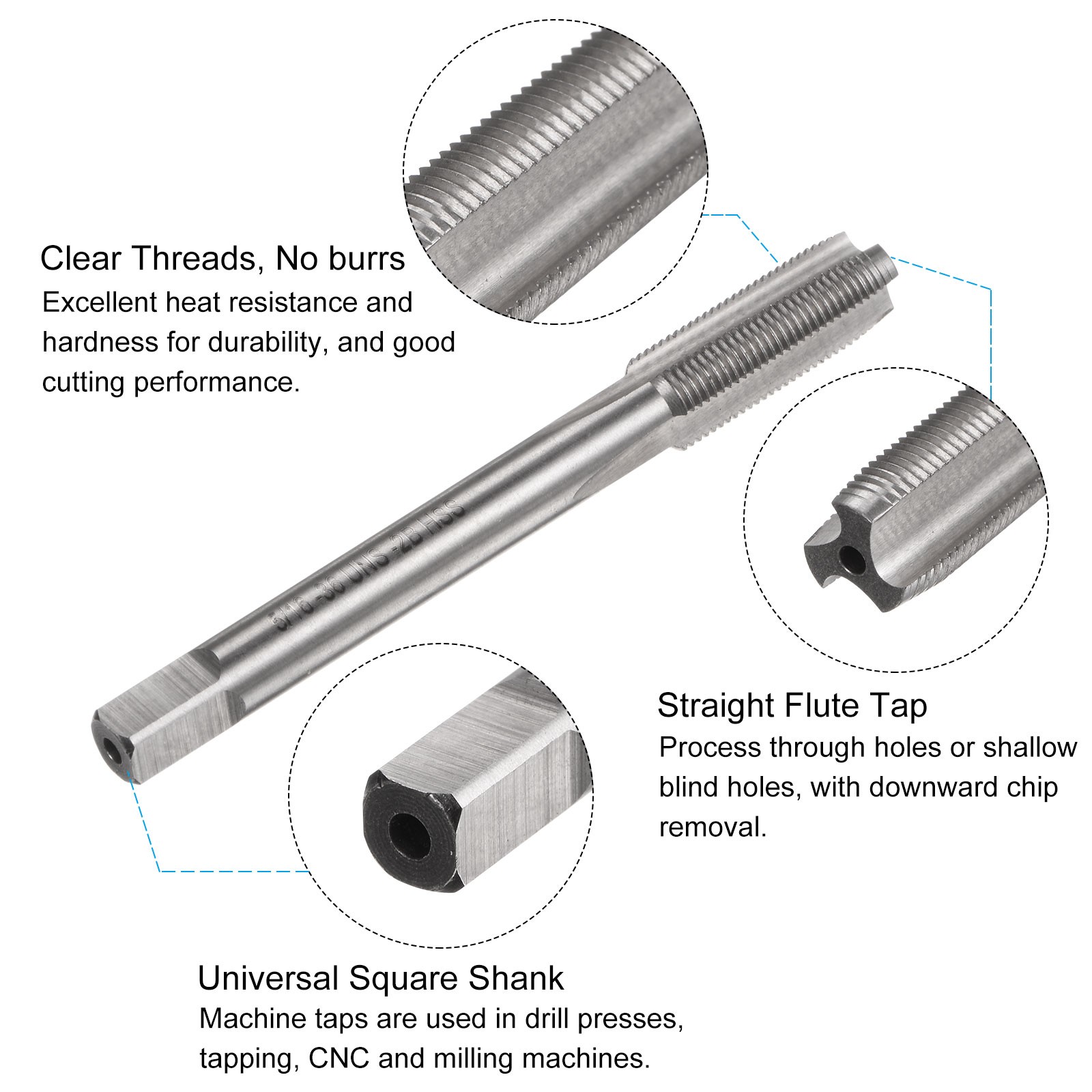 Tap Drill Bit Set 5/16-36 UNS Thread Tap 9/32" Black Oxide Twist Drill Bit