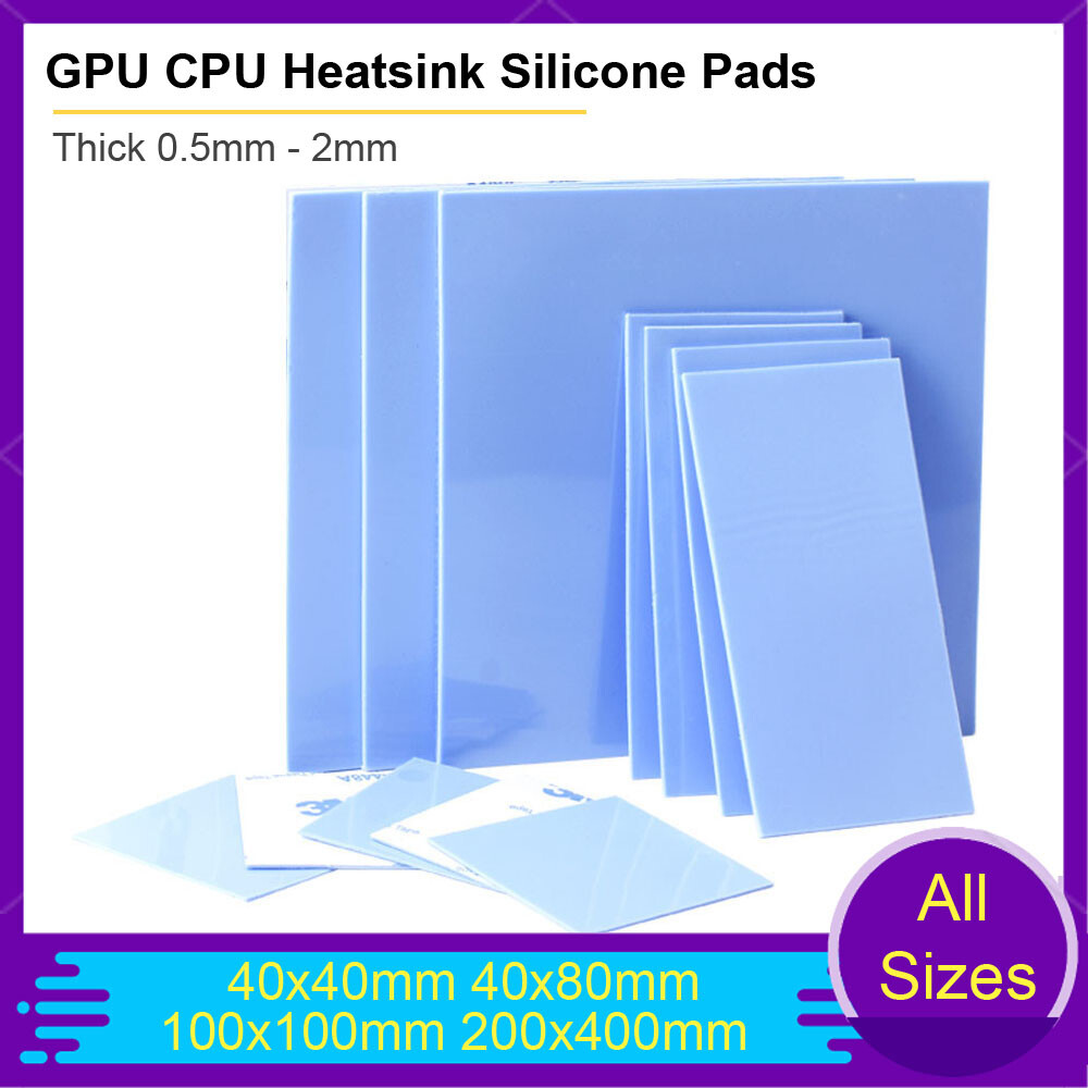 GPU CPU Heatsink Cooling Thermal Conductive Blue Silicone Pads 40x40mm 100x100mm