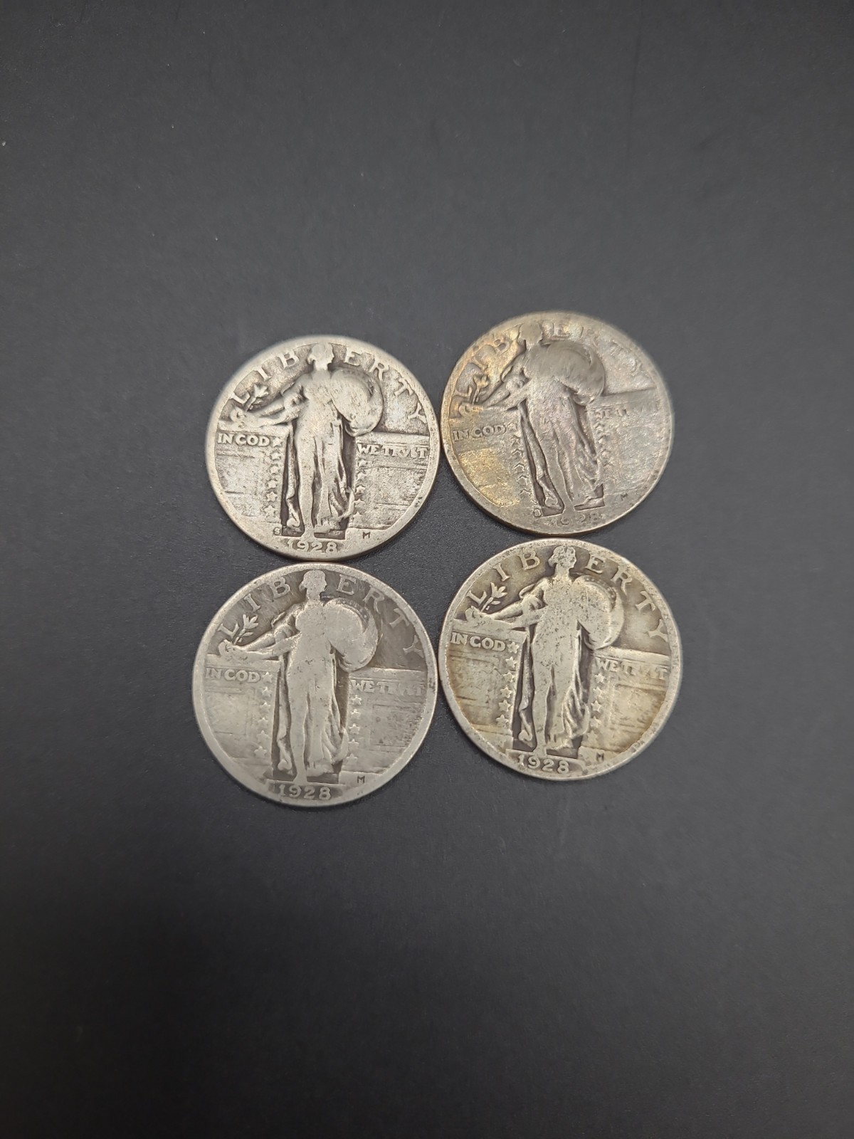 (4) 1928 Standing Liberty Quarters 90% Silver