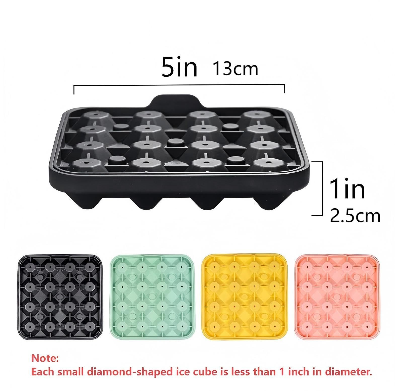 2 Pack Diamond Ice Cube Molds Silicone Tray Mini Ice Cube Makers for Wine