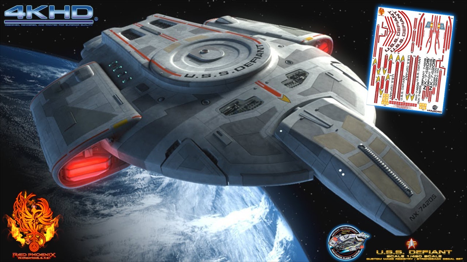 1/420 Scale U.S.S. Defiant Enhanced Registry / Strongback Replacement Set