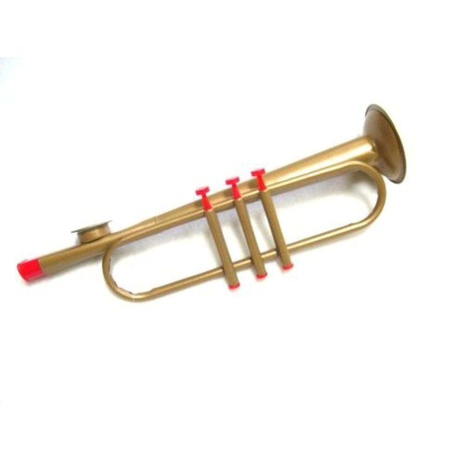 Metal Trumpet Kazoo 11 Inch Novelty Musical Instrument with Bell Gold Red