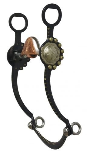 Showman Black Steel Show Bit w/ Silver Inlay & Concho Cheeks