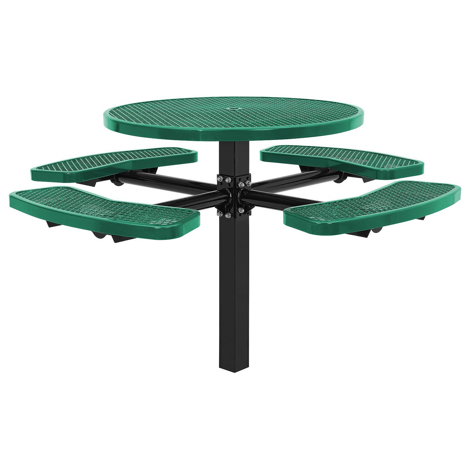 Global Industrial 46" Round Picnic Table In-Ground Mount Green