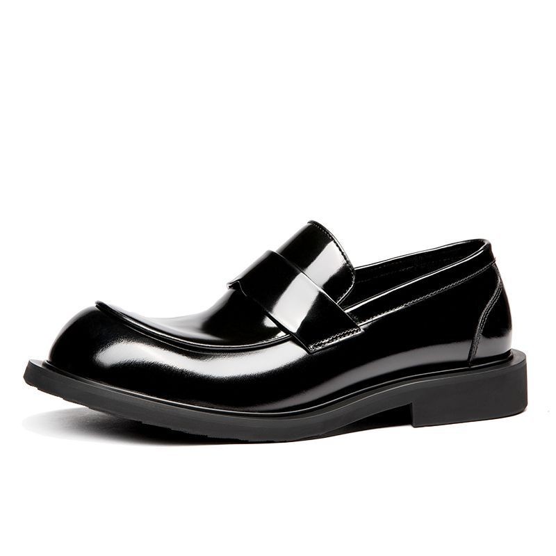 British Round Toe Men Real Leather Formal Dress Business Shoes Party Thick Soled