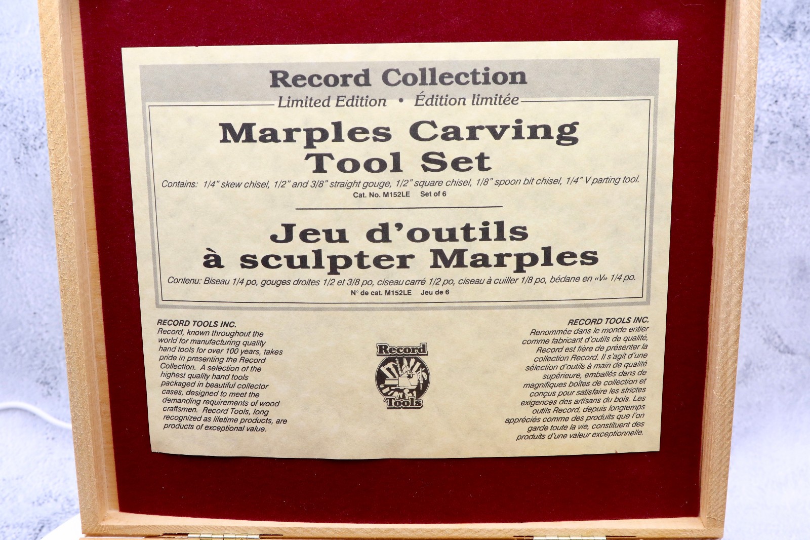 RECORD LIMITED EDITION M152LE MARPLES CARVING TOOL 6 PIECE SET