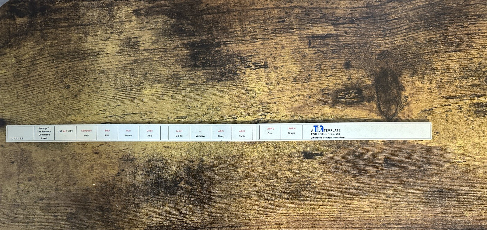 Keyboard Function Key Templates Lotus 1-2-3 Set of 7