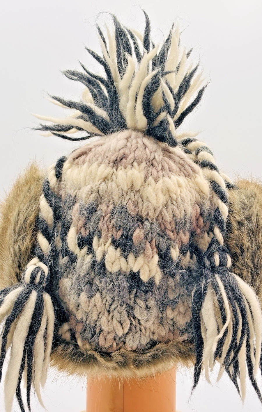 American Eagle Outfitters Trapper Hat Faux Fur Trim Fleece Cap Wool Knit Y2K VTG