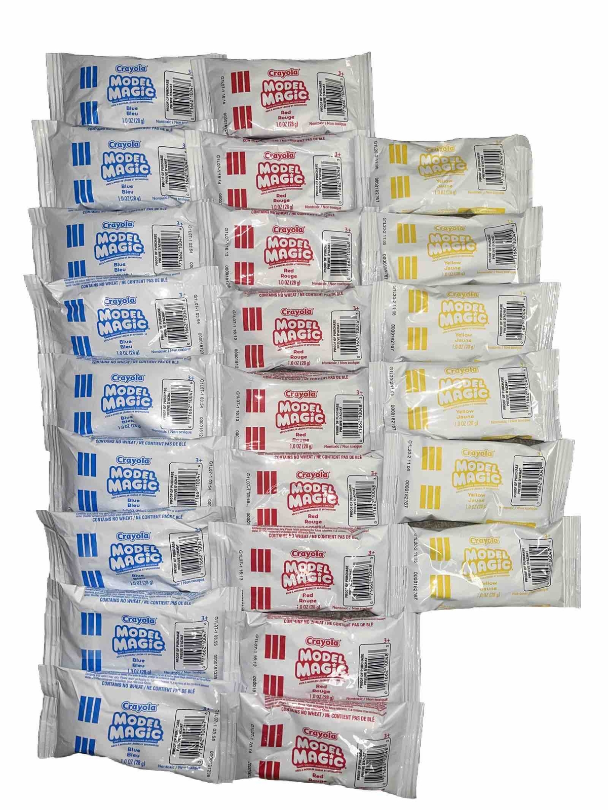 24 Pc Lot Crayola 1oz Model Magic (9) Red (9) Blue (6) Yellow
