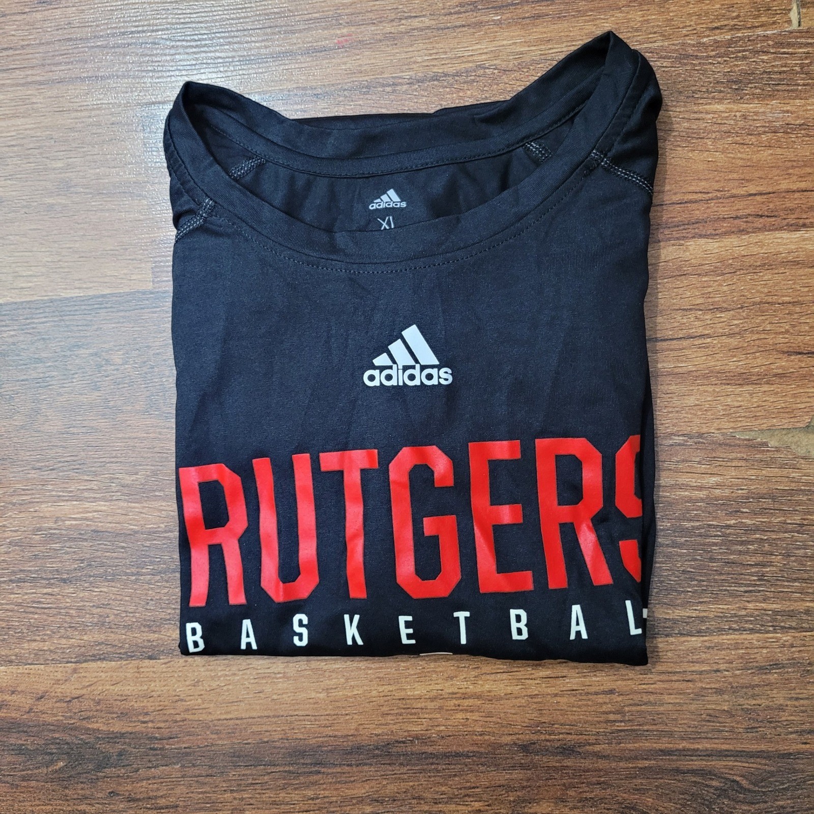 Adidas Rutgers Basketball T Shirt Mens XL Climalite Black Red Athletic