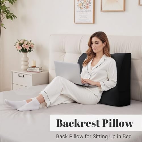 Back Support Pillow for Couch – Bed Rest Back Pillow with Removable Black