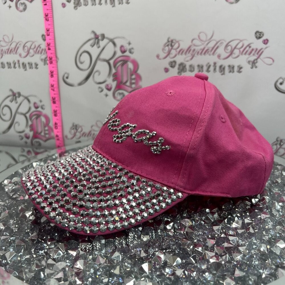 Las Vegas hot pink and silver sequence rhinestones gems sizable hat
