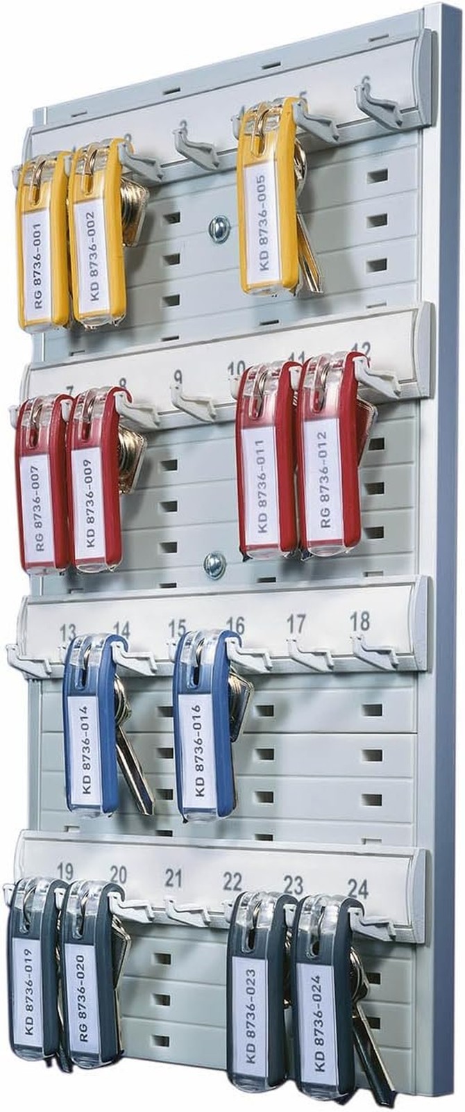 Durable 24-Tag Key Rack - Simple Wall Mounted Gray Plastic Organization Board...