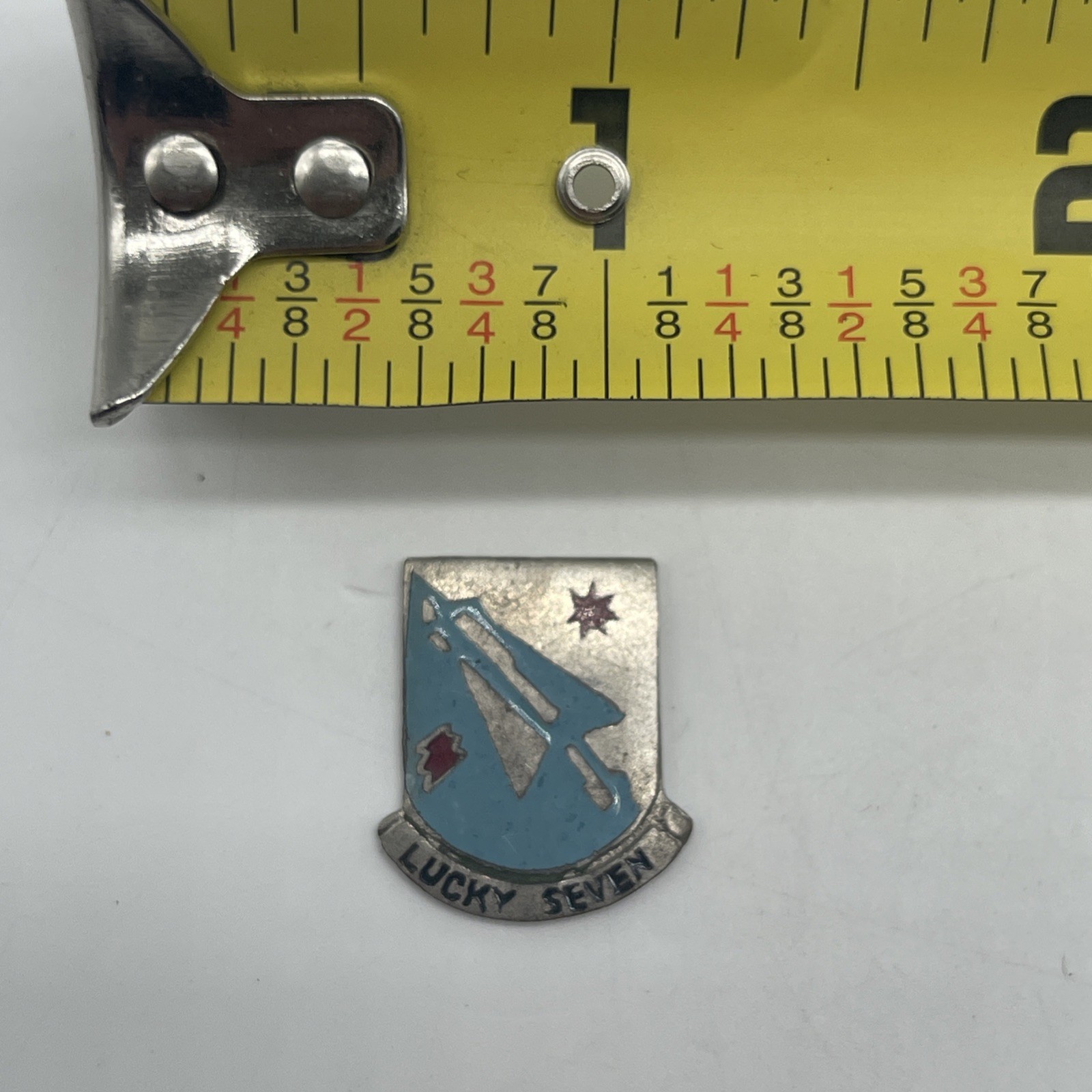 U.S. Military Mini 7th Aviation Battalion Crest DI DUI No Back Pin LUCKY SEVEN
